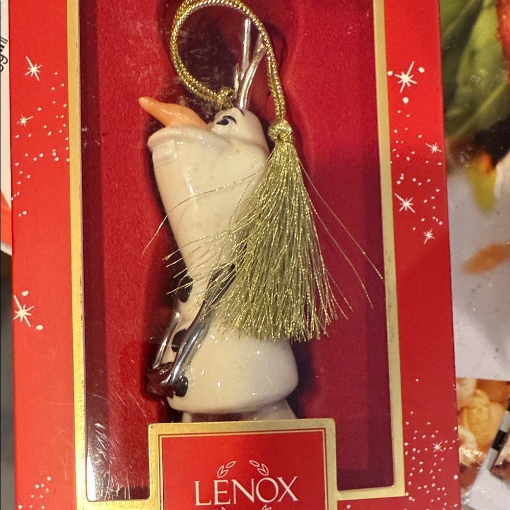 Lenox Festive Snowman Ornament with Gold Tassel